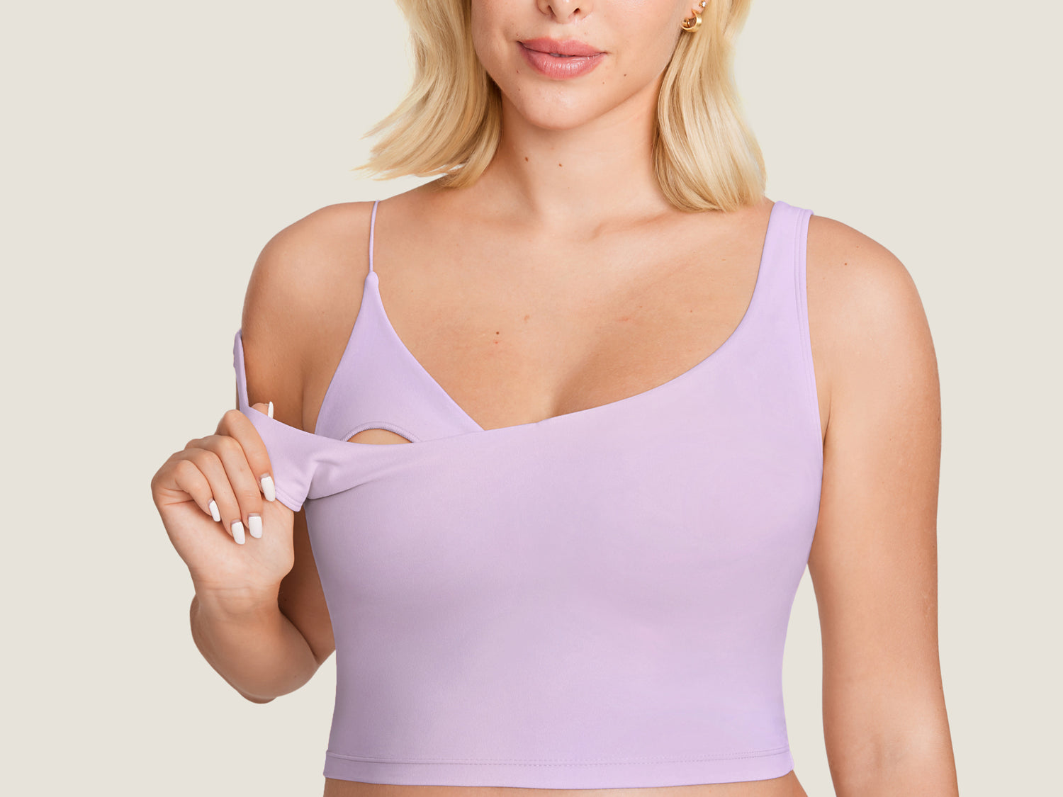Women's V Neck Nursing Crop Tank Top Iceland White