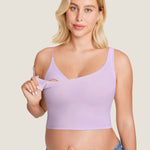Women's V Neck Nursing Crop Tank Top Iceland White