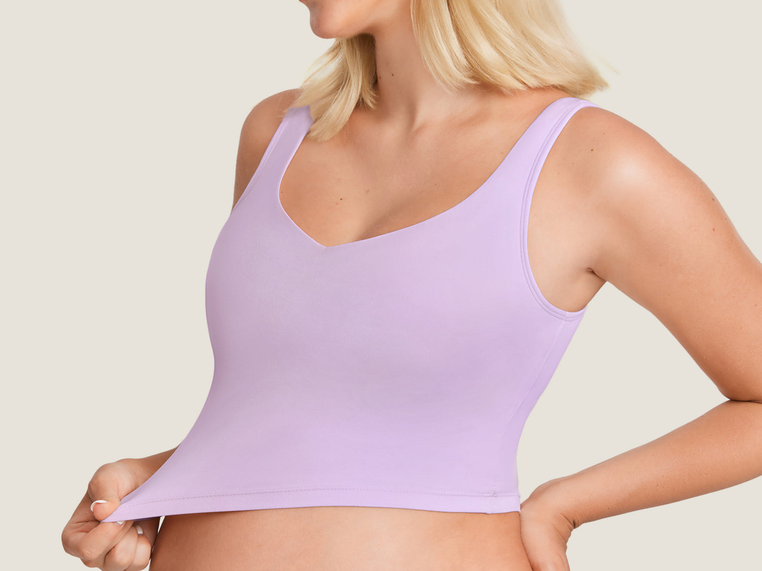 Women's V Neck Nursing Crop Tank Top Iceland White
