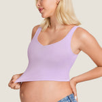 Women's V Neck Nursing Crop Tank Top Iceland White