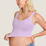 Women's V Neck Nursing Crop Tank Top Iceland White