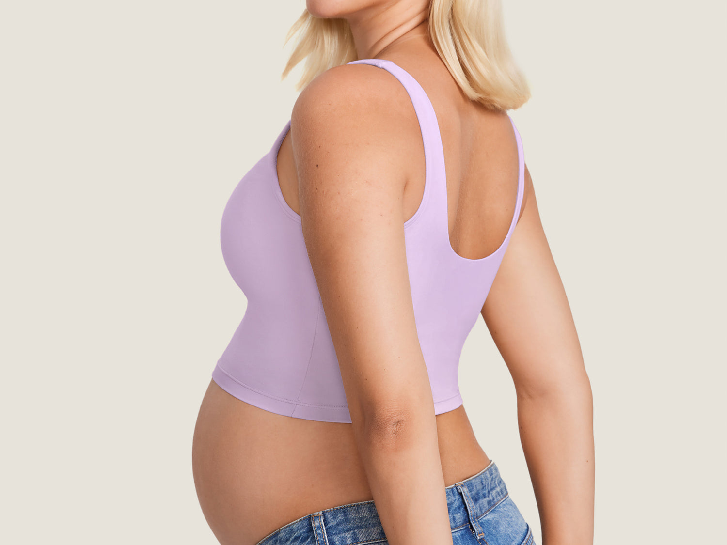 Women's V Neck Nursing Crop Tank Top Iceland White