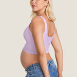 Women's V Neck Nursing Crop Tank Top Iceland White