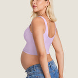 Women's V Neck Nursing Crop Tank Top Iceland White