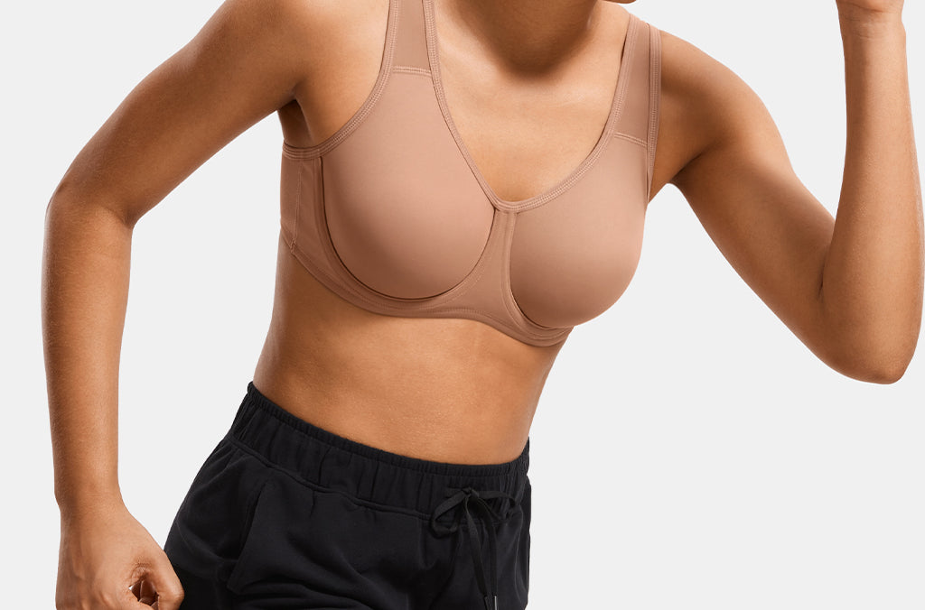 Women's High Impact Sports Bra Gravel Beige