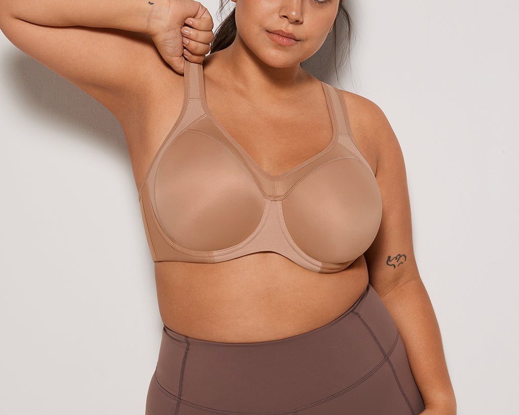 Women's Racerback Underwire Sport Bra Dark flower ash