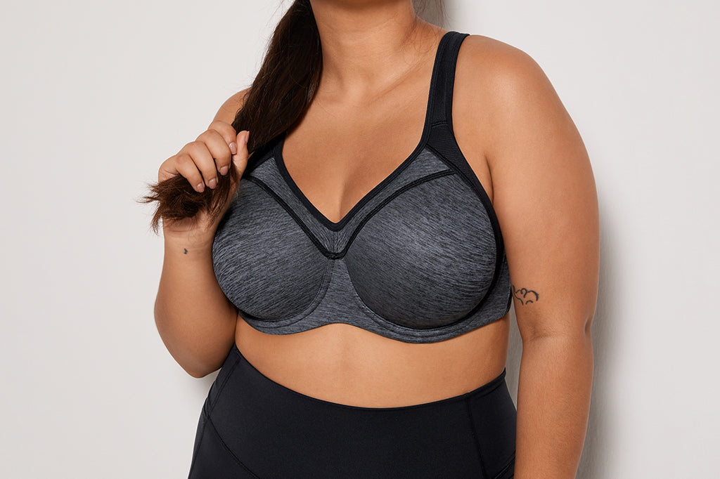 Women's Racerback Underwire Sport Bra Dark flower ash