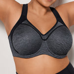 Women's Racerback Underwire Sport Bra Dark flower ash