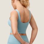Women's V Neck Nursing Crop Tank Top Pure Blue