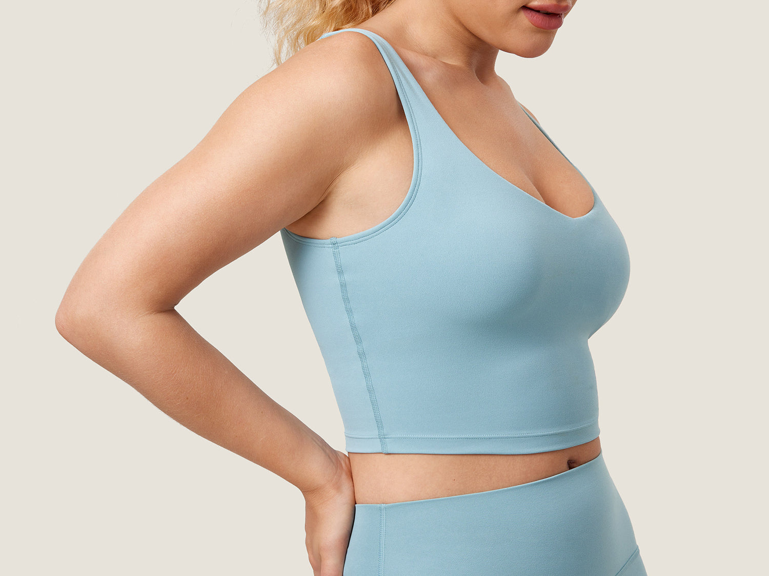 Women's V Neck Nursing Crop Tank Top Pure Blue