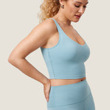 Women's V Neck Nursing Crop Tank Top Pure Blue