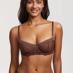 Women's Sexy Mesh Lace Balconette Bra Black