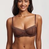 Women's Sexy Mesh Lace Balconette Bra Black