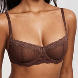 Women's Sexy Mesh Lace Balconette Bra Black