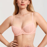 Women's Sexy Mesh Lace Balconette Bra Cream Coffee