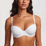 DOBREVA Women's Lightly Padded Balconette Bra Tshirt Underwire Demi White