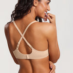 DOBREVA Women's Lightly Padded Balconette Bra Tshirt Underwire Demi White