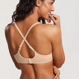 DOBREVA Women's Lightly Padded Balconette Bra Tshirt Underwire Demi White