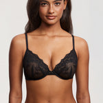 Women's Romantic Lace Plunge Bra Black