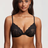 Women's Romantic Lace Plunge Bra Black