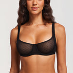 Women's Sexy Mesh Underwire Balconette Bra Cream Coffee