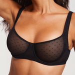 Women's Sexy Mesh Underwire Balconette Bra Cream Coffee