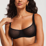 Women's Sexy Mesh Underwire Balconette Bra Cream Coffee