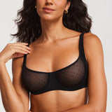 Women's Sexy Mesh Underwire Balconette Bra Cream Coffee