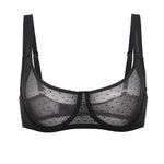 Women's Sexy Mesh Underwire Balconette Bra Cream Coffee