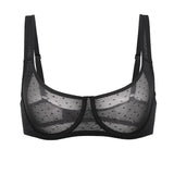 Women's Sexy Mesh Underwire Balconette Bra Cream Coffee