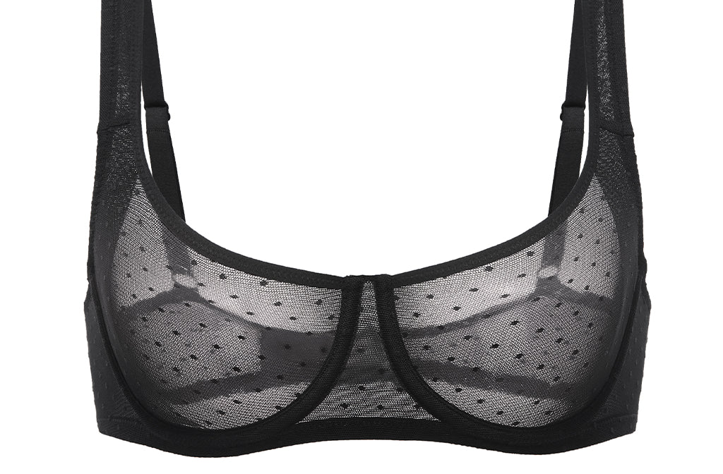 Women's Sexy Mesh Underwire Balconette Bra Cream Coffee