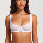 Women's Sexy Mesh Underwire Balconette Bra Cream Coffee