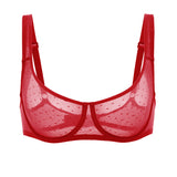 Women's Sexy Mesh Underwire Balconette Bra Cream Coffee