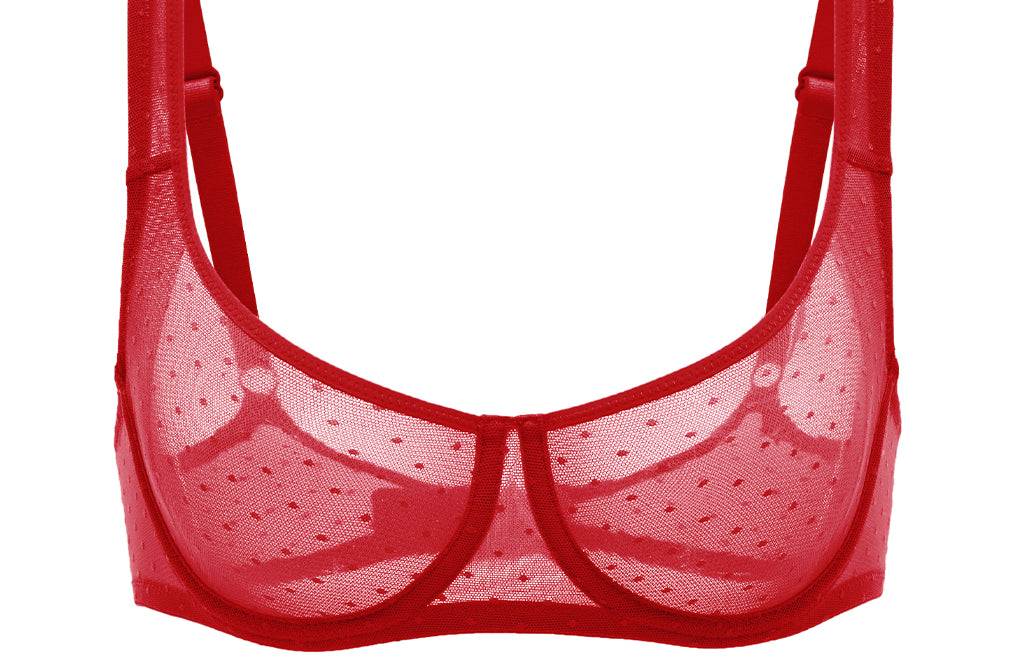 Women's Sexy Mesh Underwire Balconette Bra Cream Coffee