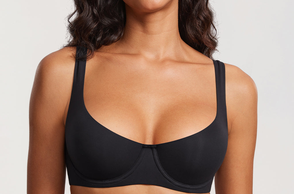 Women's Underwire Balconette Bra - Unlined Black