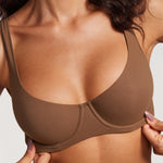 Women's Underwire Balconette Bra - Unlined Sandalwood Brown-2