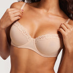 Women's Lacy Mesh Balconette Bra Black