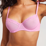 Women's Lacy Mesh Balconette Bra Black