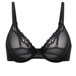 DOBREVA Mesh Sheer Demi Underwire Unlined Balconette Bra With Lace Trim White