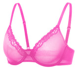 DOBREVA Mesh Sheer Demi Underwire Unlined Balconette Bra With Lace Trim White