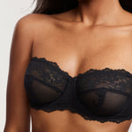 Women's Romantic Lace Strapless Bra Black