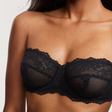 Women's Romantic Lace Strapless Bra Black