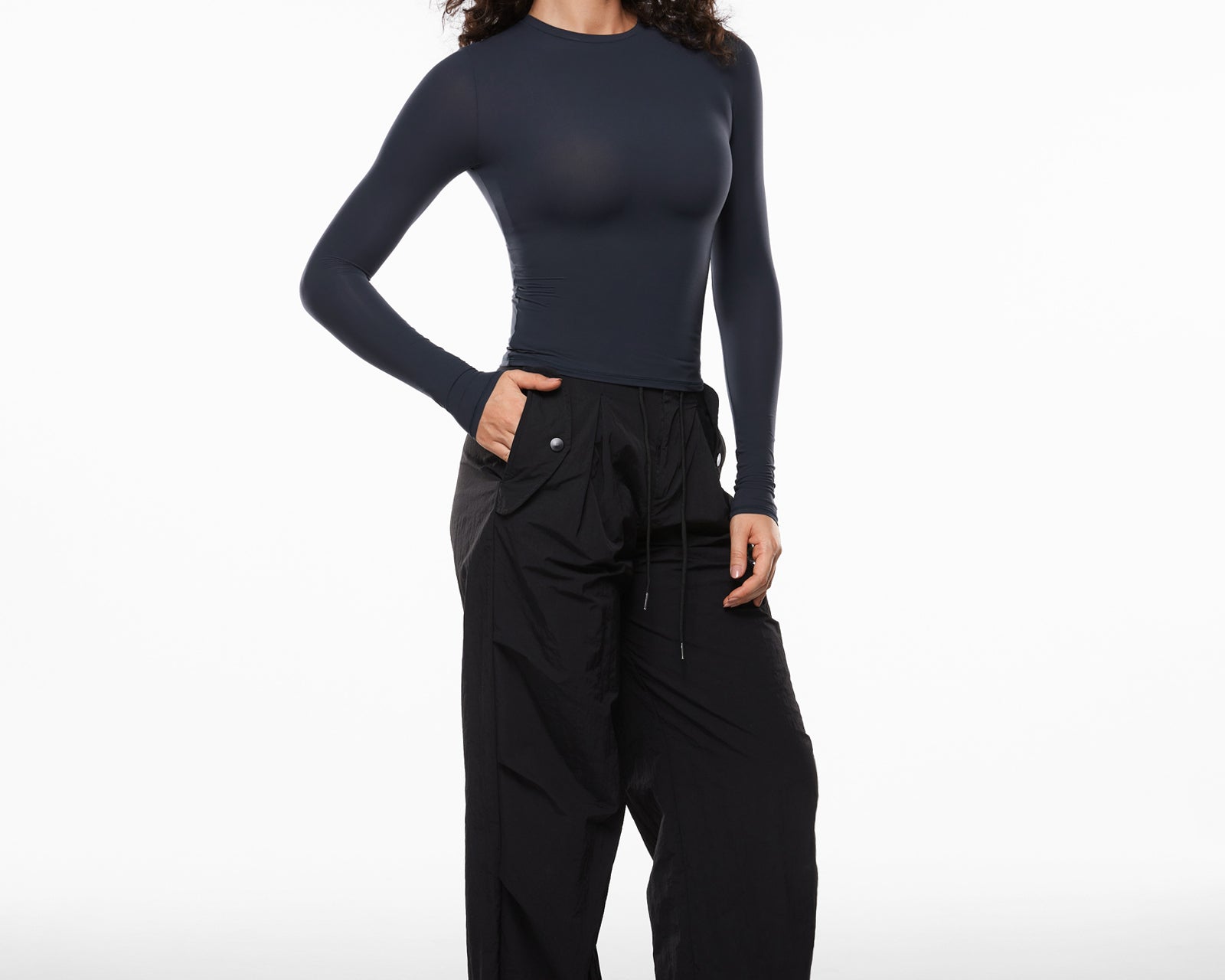 Women's Single-Layer Basic Long Sleeve Shirts Graphite Grey