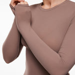 Women's Single-Layer Basic Long Sleeve Shirts Hazelnut