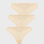 Women's V-shaped Low Rise Thongs 3 Pack Light Oatmeal (3pack)