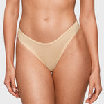 Women's V-shaped Low Rise Thongs 3 Pack Light Oatmeal (3pack)