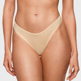 Women's V-shaped Low Rise Thongs 3 Pack Light Oatmeal (3pack)