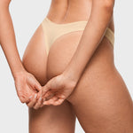 Women's V-shaped Low Rise Thongs 3 Pack Light Oatmeal (3pack)