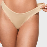 Women's V-shaped Low Rise Thongs 3 Pack Light Oatmeal (3pack)