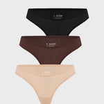 Women's V-shaped Low Rise Thongs 3 Pack Hazelnut (3pack)